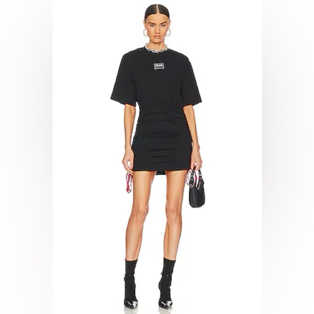 Revolve x Versace Piece Number Scrunch Mini Dress in Black